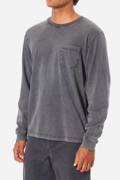 Long Sleeve Base Tee in Black Sand Wash