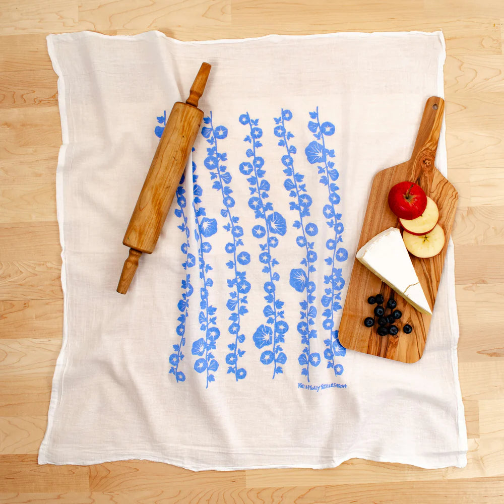 Sky Blue Morning Glories Flour Sack Tea Towel