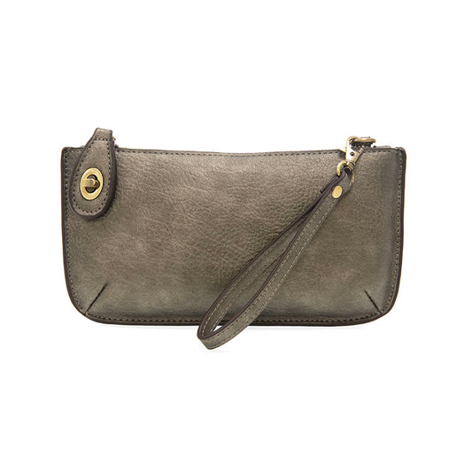 Mini Crossbody Wristlet Clutch in Metallic Dark Chrome