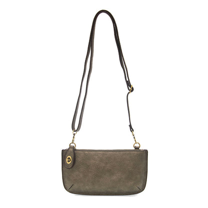 Mini Crossbody Wristlet Clutch in Metallic Dark Chrome