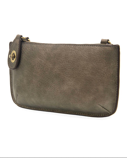 Mini Crossbody Wristlet Clutch in Metallic Dark Chrome