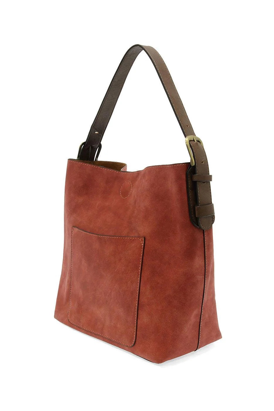 Rich Faux Suede Hobo Handbag in Rust