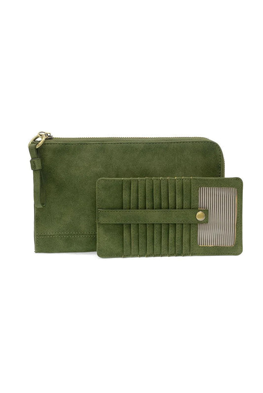 Faux Suede Karina Wristlet in Emerald