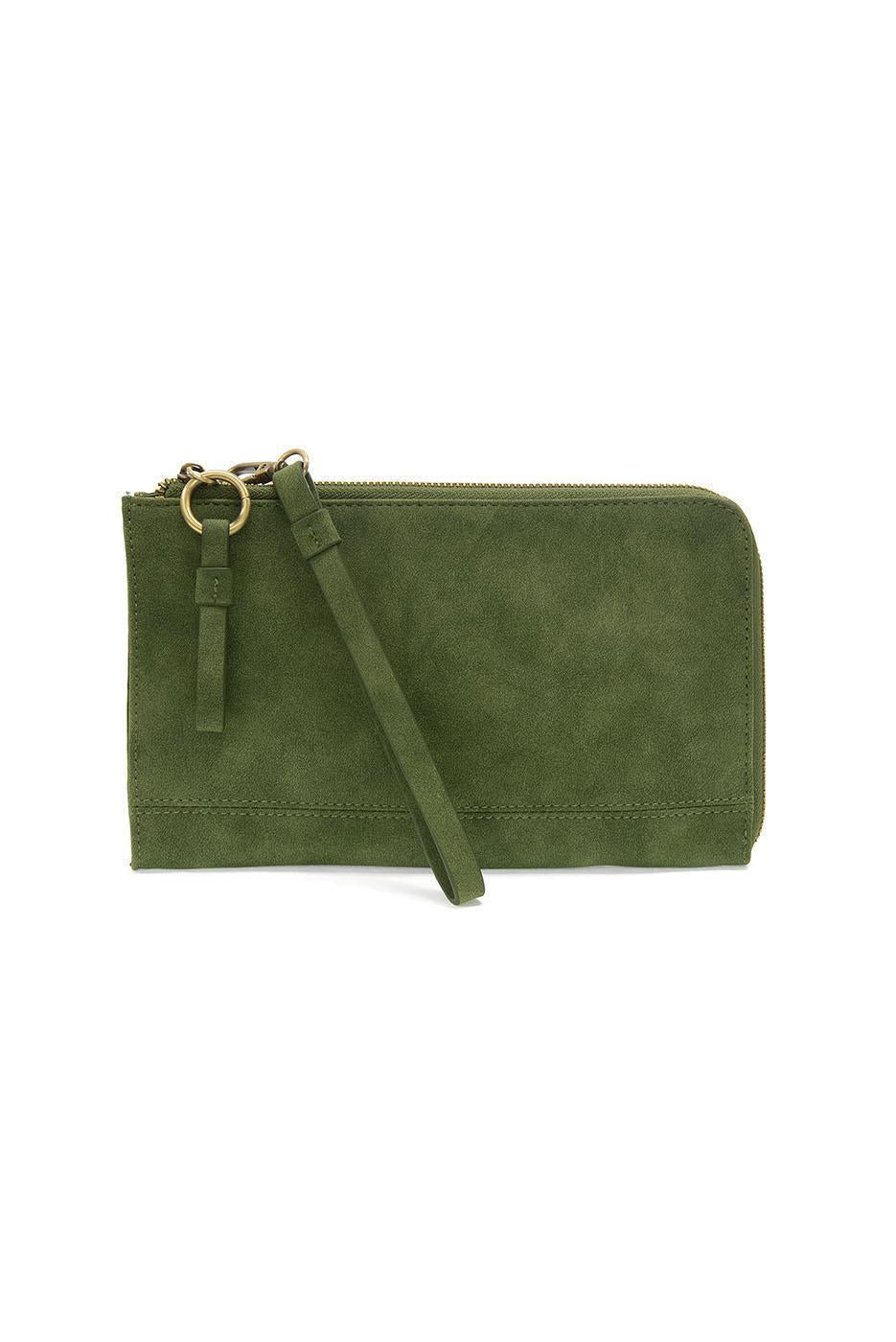 Faux Suede Karina Wristlet in Emerald