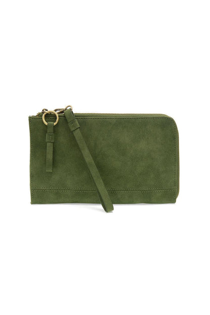 Faux Suede Karina Wristlet in Emerald