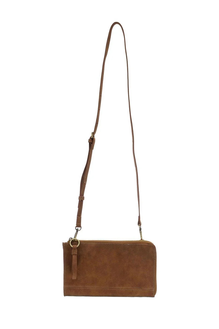 Faux Suede Karina Wristlet in Walnut
