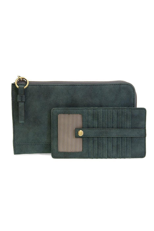 Faux Suede Karina Wristlet in Teal