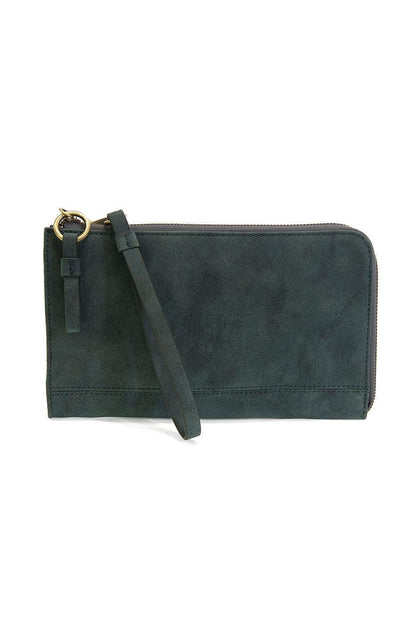 Faux Suede Karina Wristlet in Teal
