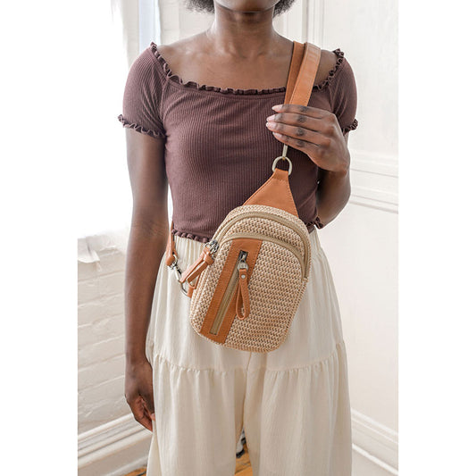 Skyler Sling Bag in Natural Straw
