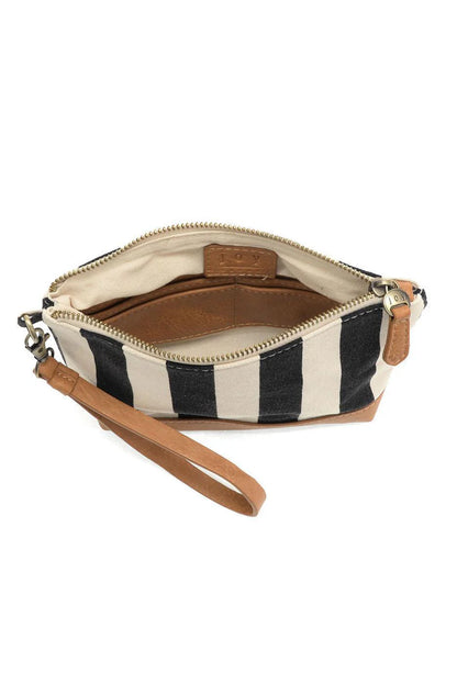 Black Stripe Canvas Wristlet