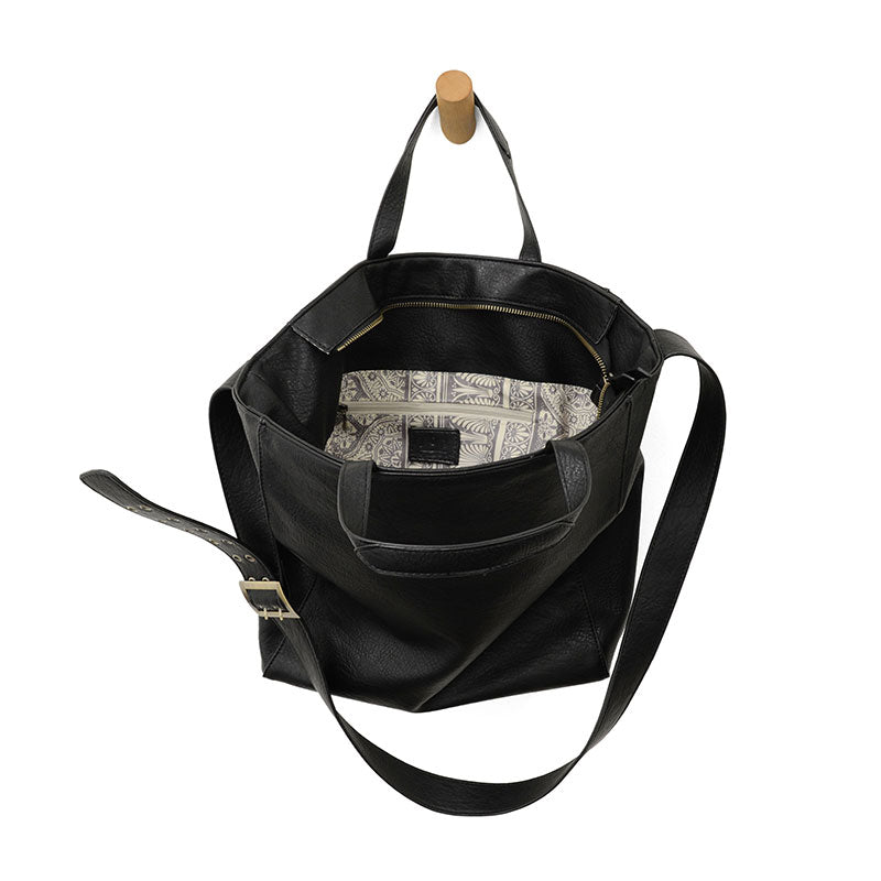 Alma Buckle Tote in Black