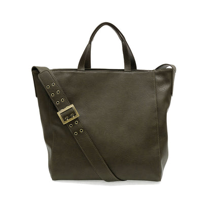 Alma Buckle Tote in Dark Moss