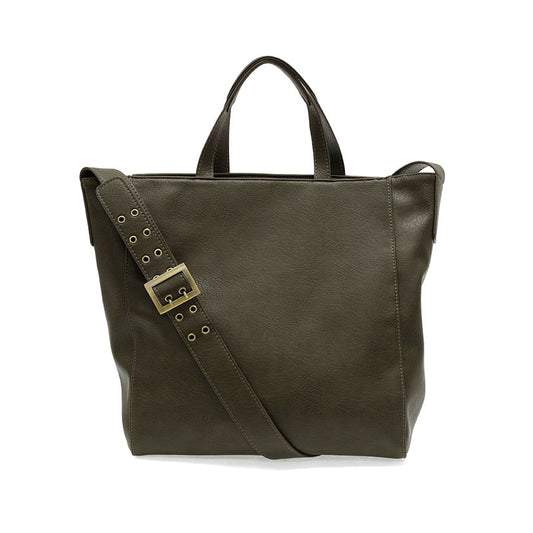 Alma Buckle Tote in Dark Moss