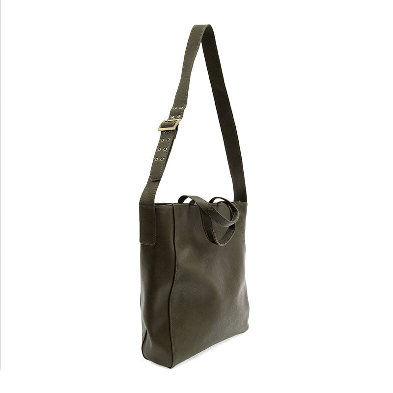 Alma Buckle Tote in Dark Moss