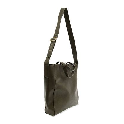 Alma Buckle Tote in Dark Moss