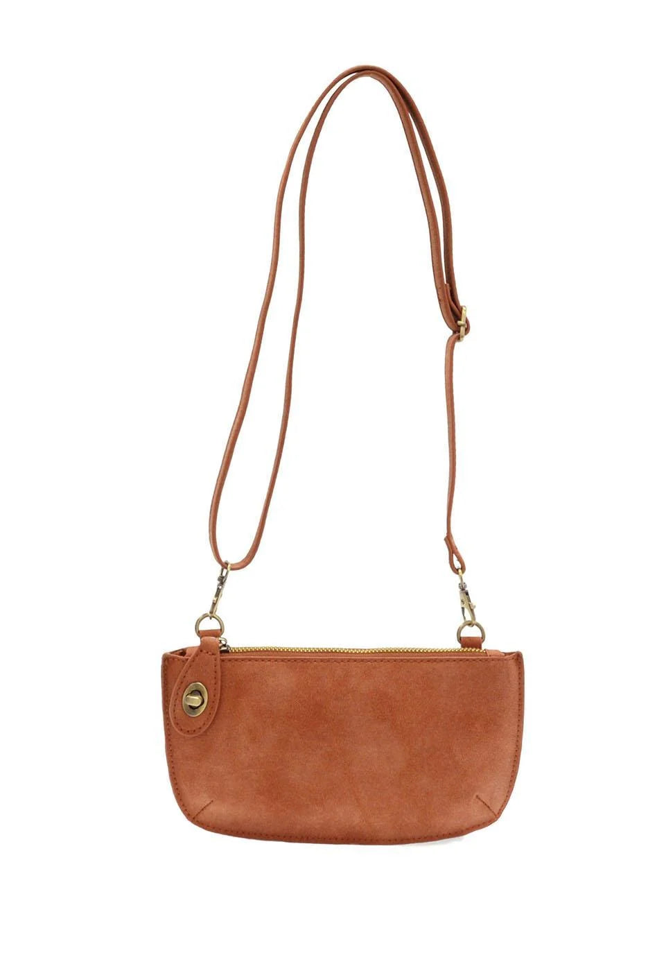 Mini Crossbody Wristlet Clutch in Faux Suede Spice