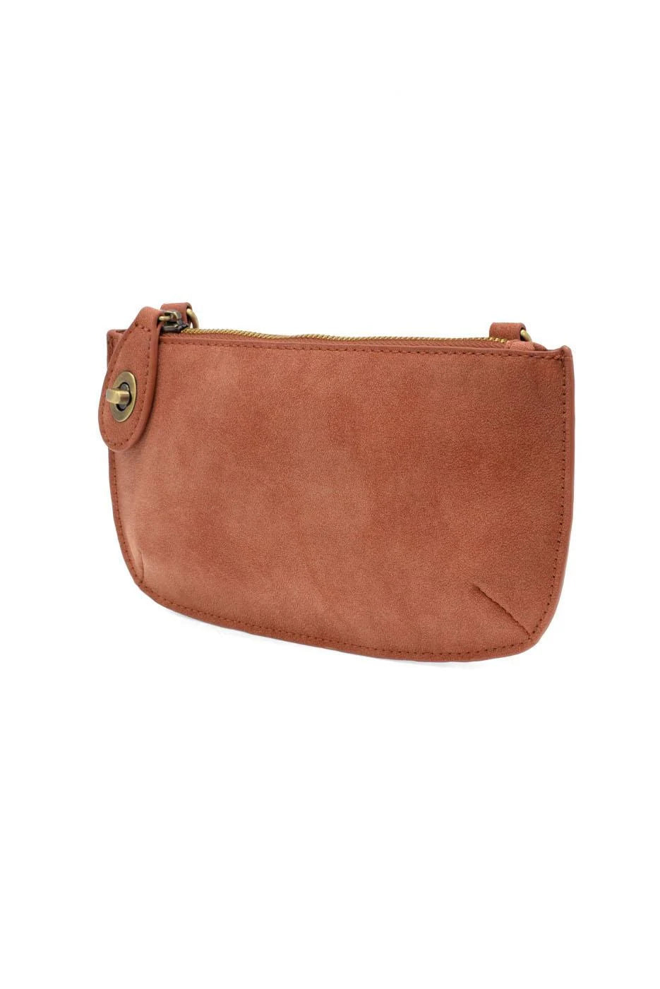 Mini Crossbody Wristlet Clutch in Faux Suede Spice