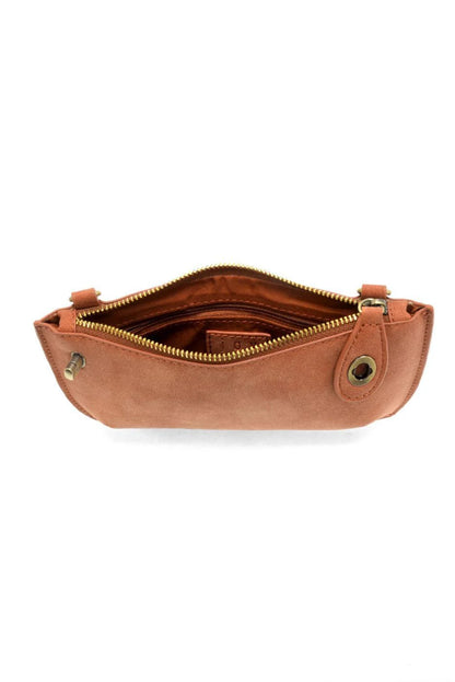 Mini Crossbody Wristlet Clutch in Faux Suede Spice
