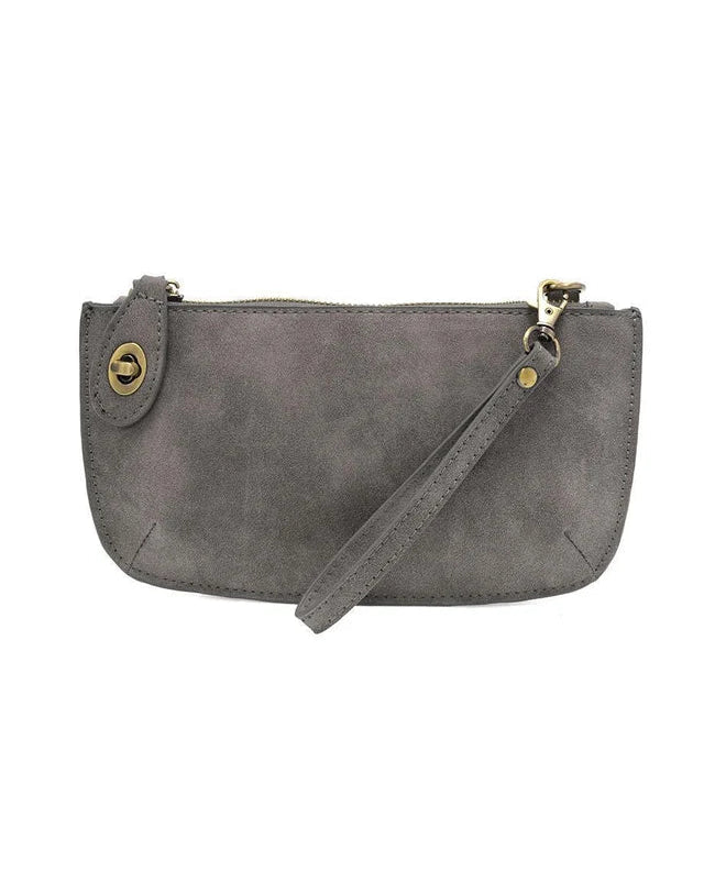 Mini Crossbody Wristlet Clutch in Faux Suede Shadow