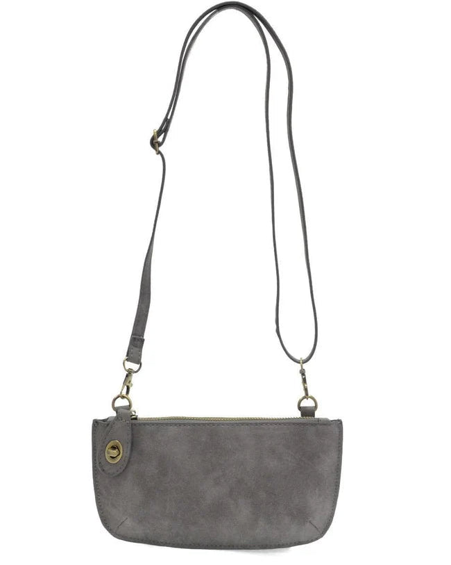 Mini Crossbody Wristlet Clutch in Faux Suede Shadow