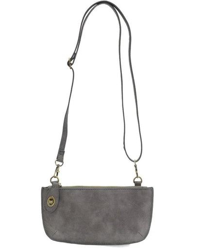 Mini Crossbody Wristlet Clutch in Faux Suede Shadow