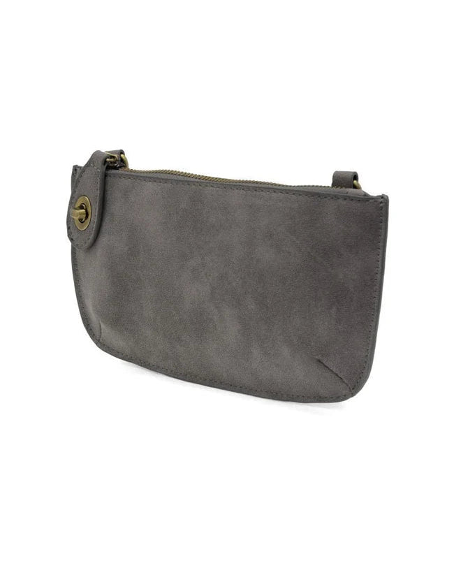 Mini Crossbody Wristlet Clutch in Faux Suede Shadow