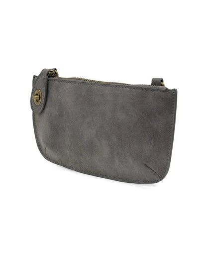 Mini Crossbody Wristlet Clutch in Faux Suede Shadow