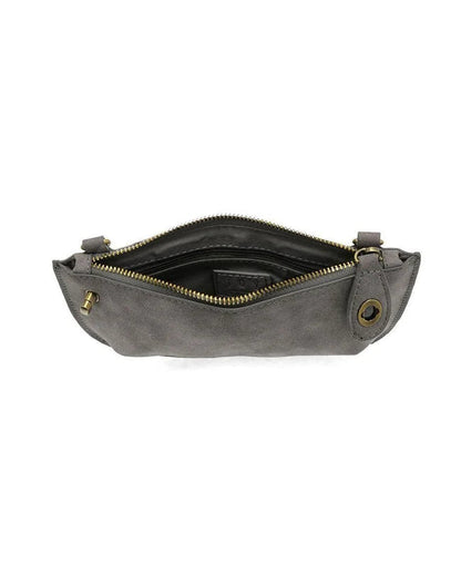 Mini Crossbody Wristlet Clutch in Faux Suede Shadow