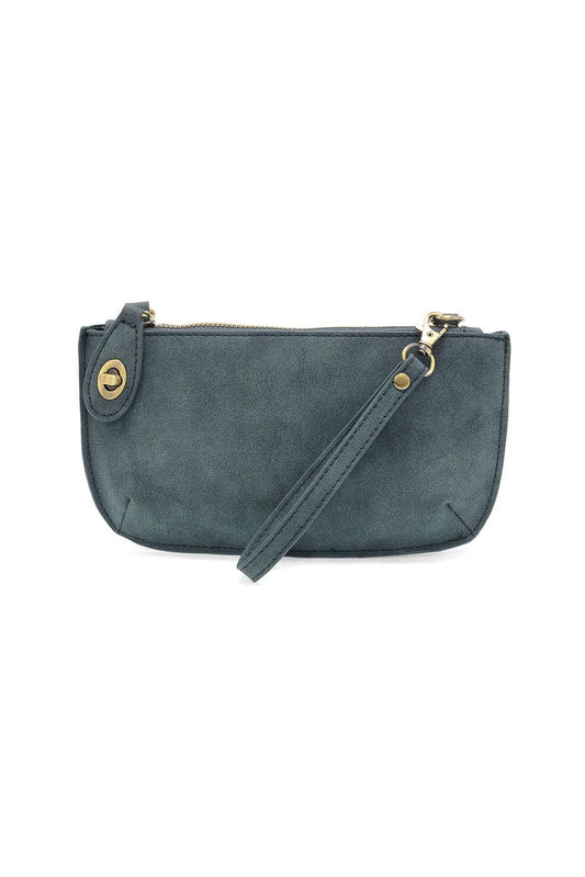 Mini Crossbody Wristlet Clutch in Faux Suede Teal