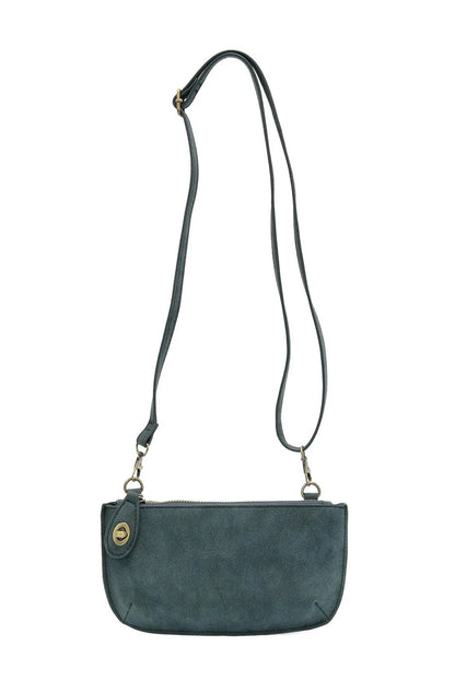 Mini Crossbody Wristlet Clutch in Faux Suede Teal
