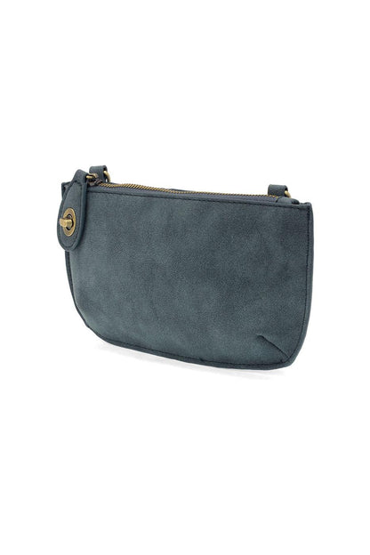 Mini Crossbody Wristlet Clutch in Faux Suede Teal