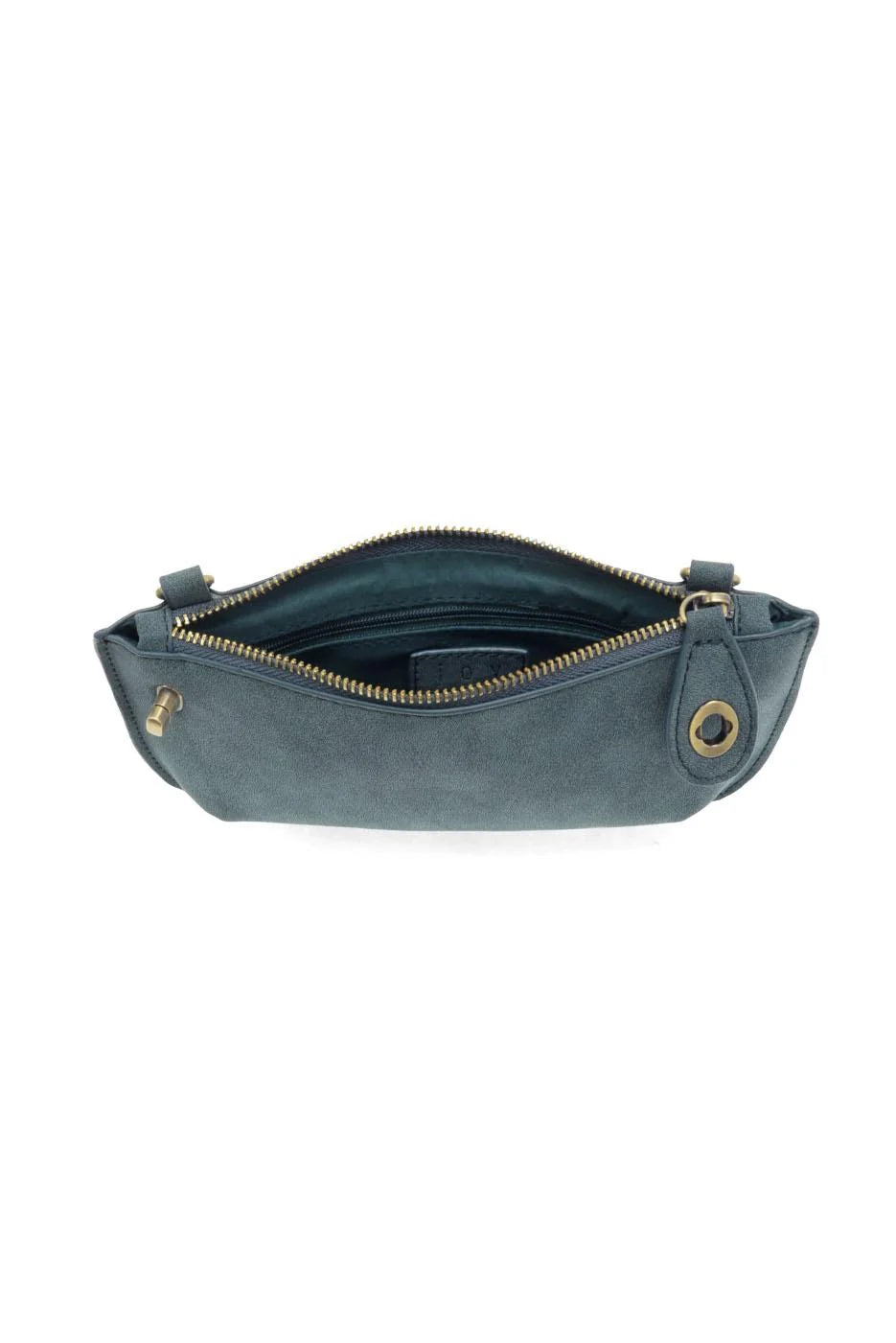Mini Crossbody Wristlet Clutch in Faux Suede Teal