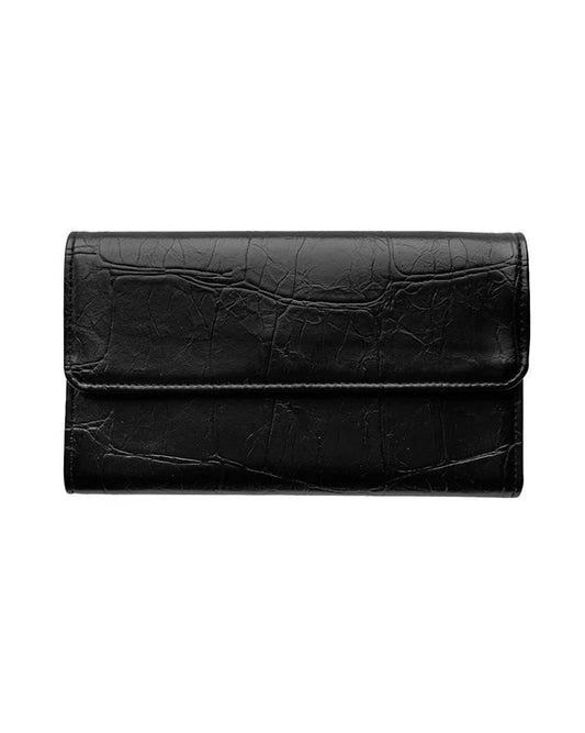 Marnie Mini Trifold Wallet in Faux Croc Black