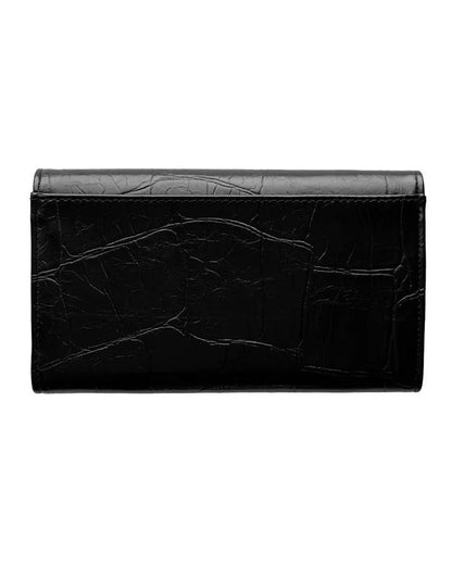 Marnie Mini Trifold Wallet in Faux Croc Black