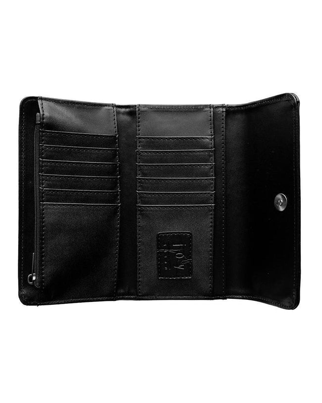 Marnie Mini Trifold Wallet in Faux Croc Black