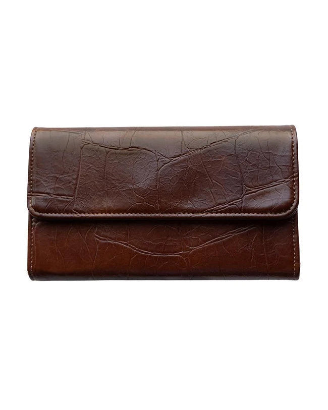 Marnie Mini Trifold Wallet in Faux Croc Pecan