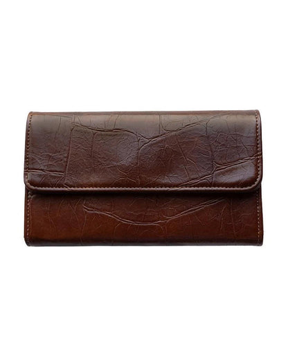 Marnie Mini Trifold Wallet in Faux Croc Pecan
