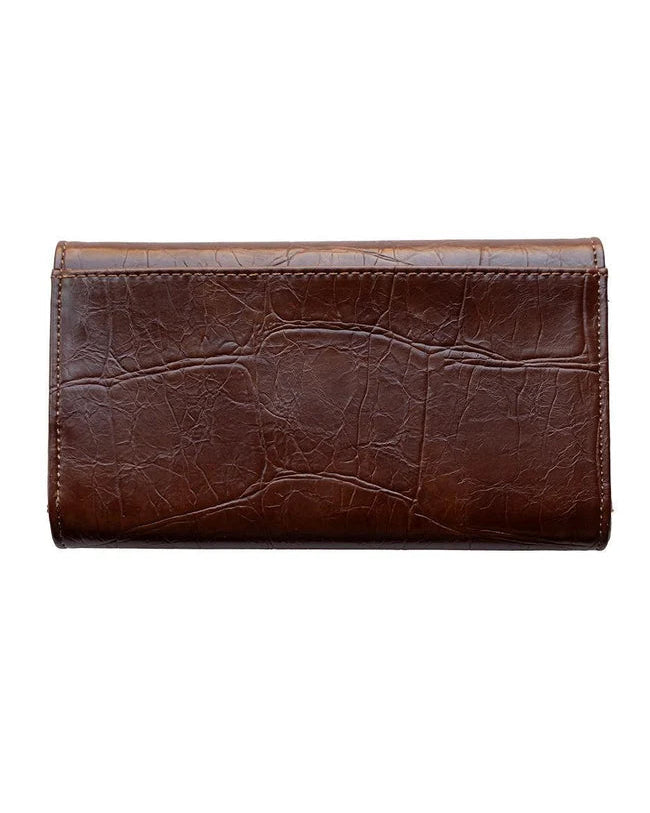 Marnie Mini Trifold Wallet in Faux Croc Pecan
