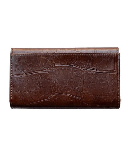 Marnie Mini Trifold Wallet in Faux Croc Pecan