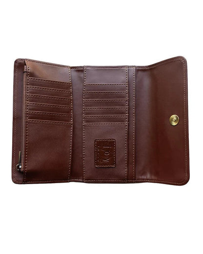 Marnie Mini Trifold Wallet in Faux Croc Pecan