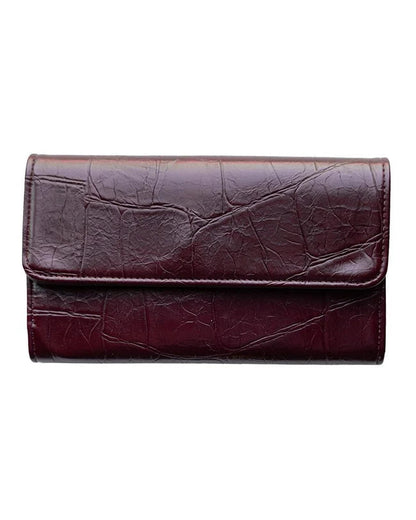 Marnie Mini Trifold Wallet in Faux Croc Burgundy
