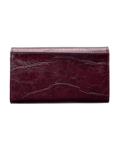 Marnie Mini Trifold Wallet in Faux Croc Burgundy