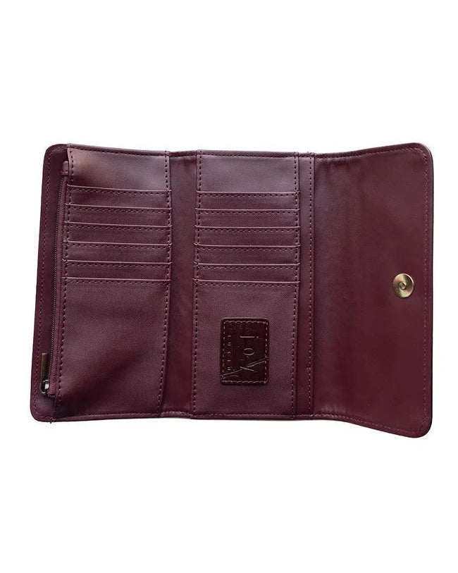 Marnie Mini Trifold Wallet in Faux Croc Burgundy