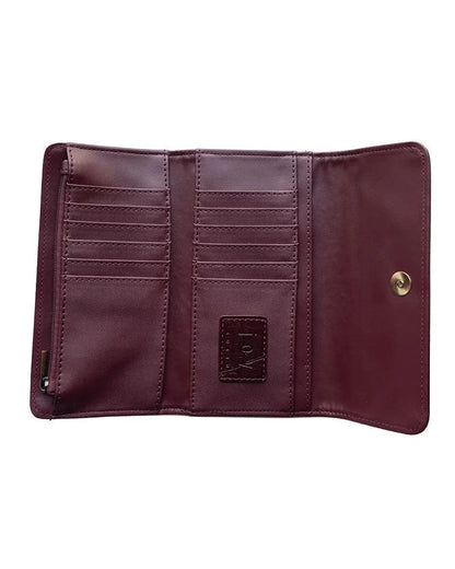 Marnie Mini Trifold Wallet in Faux Croc Burgundy