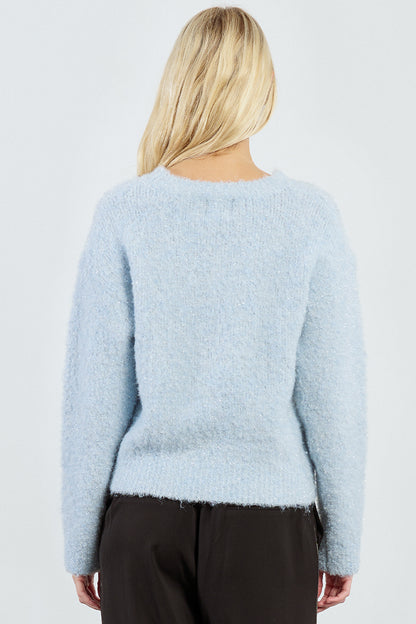 Cozy Sparkle Sweater in Light Blue