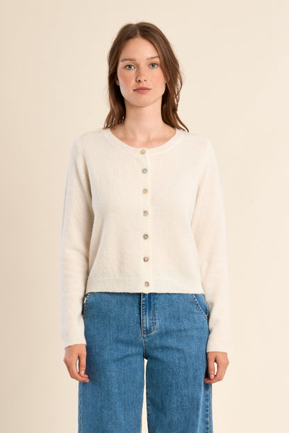 Super Soft Classic Cardigan in Ivory