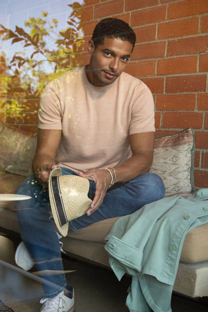 Crew Neck Sweater Tee in Peach | Liverpool