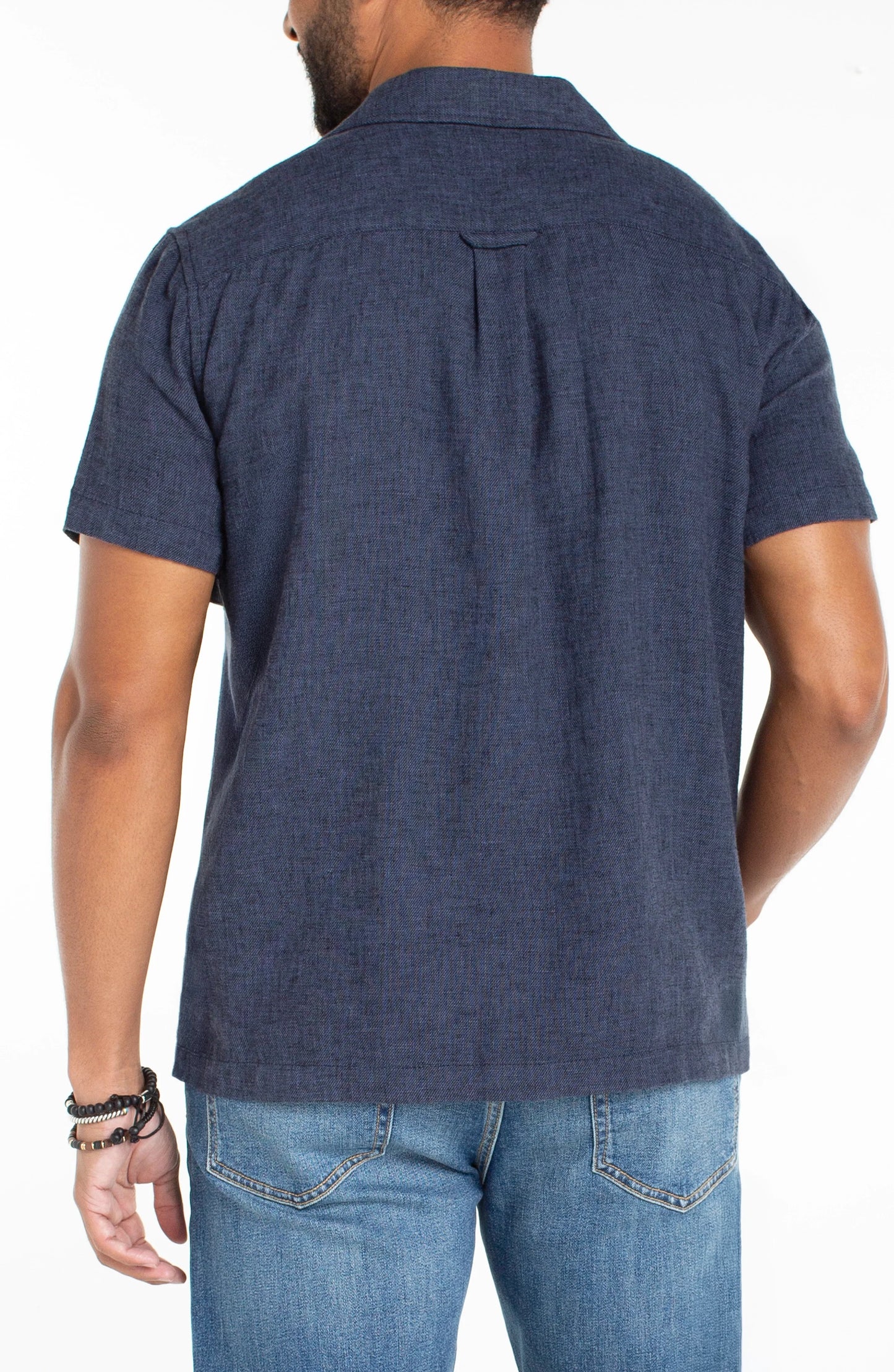 Button Up Camp Shirt in Navy | Liverpool