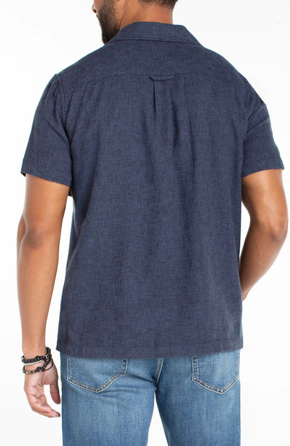 Button Up Camp Shirt in Navy | Liverpool