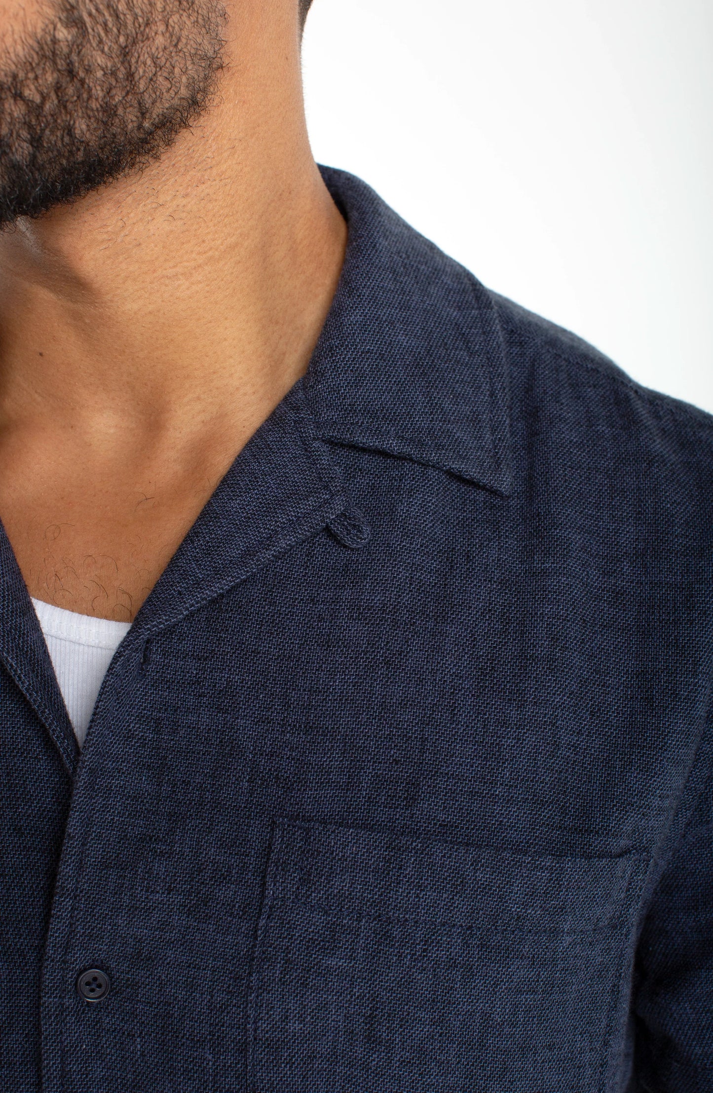 Button Up Camp Shirt in Navy | Liverpool